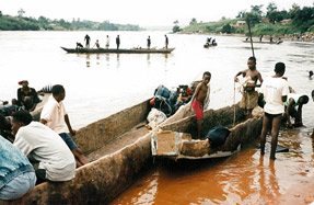 Local people looking for diamonds in the river